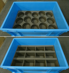 光学レンズメーカー様　レンズ鏡筒搬送用緩衝材